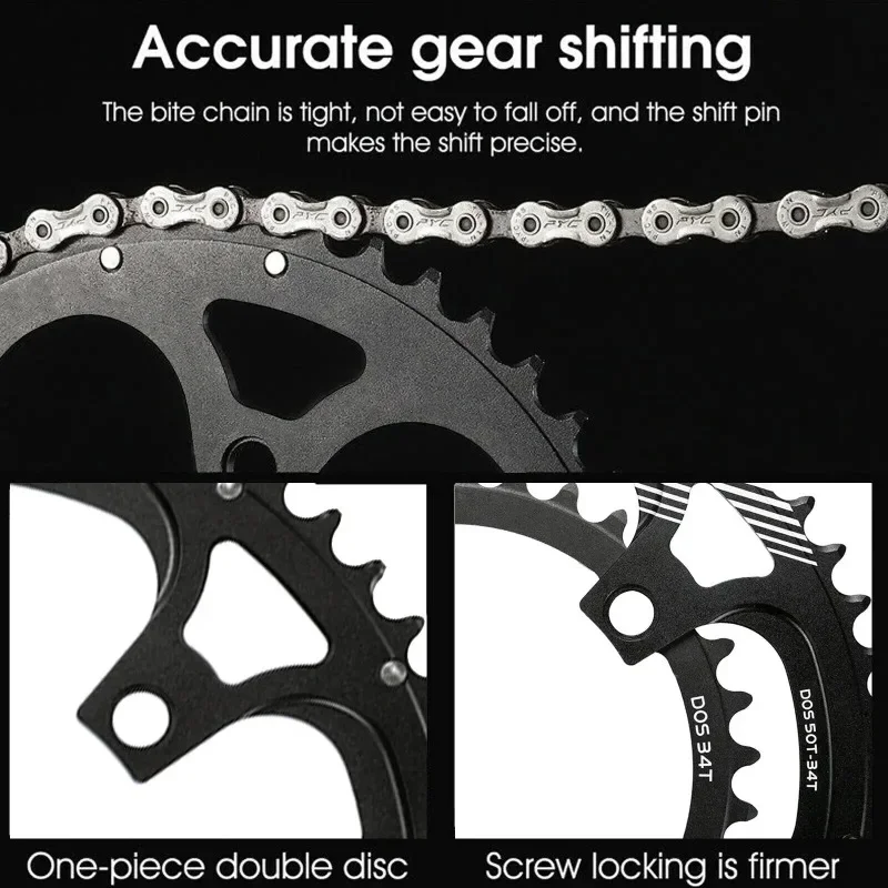 BUCKLOS 110BCD Fahrradkurbelgarnitur Double Speed Kettenblatt Fahrradkurbel 50-34/52-36/53-39T Fahrradkurbel Ultraleichtes Fahrradzubehör – Detail 2