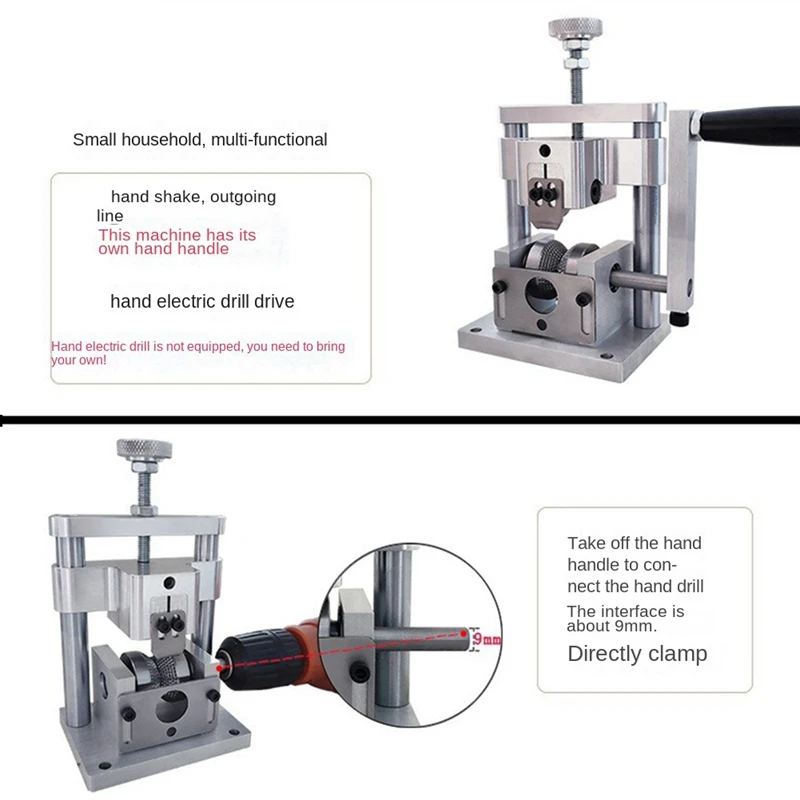 Wire Stripper Manual Wire Stripping Tool Scrap Copper Cable Peeling Machine Hand Crank With Hand Electric Drill Silver