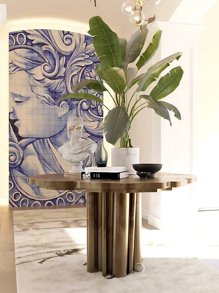 Light luxury irregular dining table designer, luxurious villa home dining table, modern simple and high-end dining table