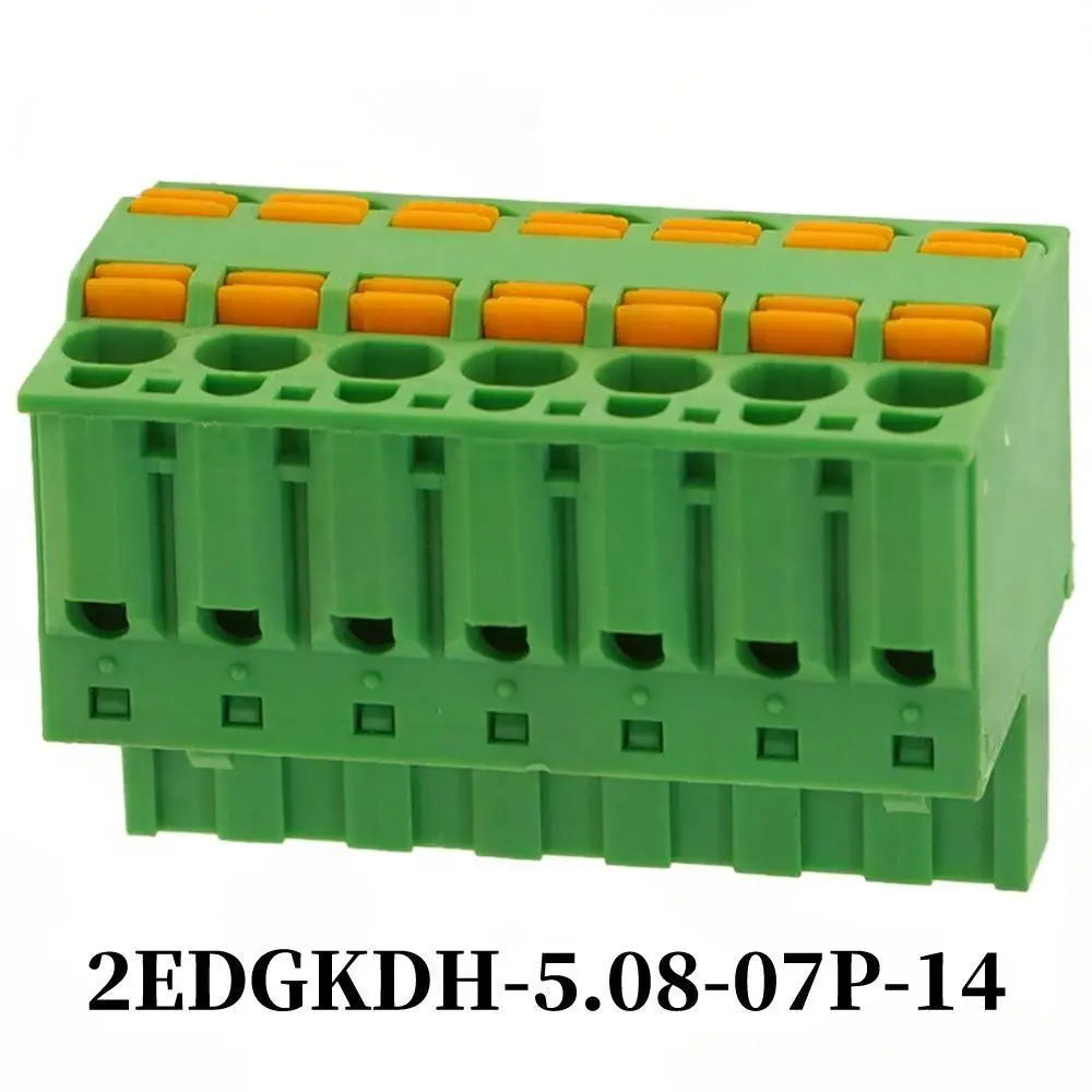 1pc 2EDGKDH-5.08 Green Terminal Block Socket Double Spring Button Wiring For Industrial Control Electrical Equipment Supplies