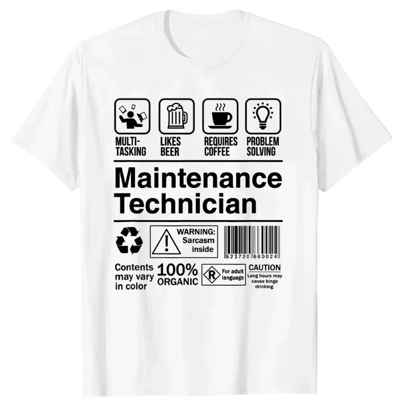 Maintenance Worker Gifts T-Shirts Men Women's Plus Size O-Neck Daily Casual Oversized Streetwear Harajuku Unisex Tees Streetwear