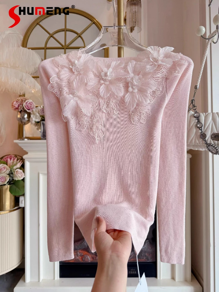 

Женские элегантные свободные пуловеры весна 2026: новые стильные вязаные рубашки с узором «лепестки и бриллианты», уникальные свободные пуловеры-рубашки малого размера