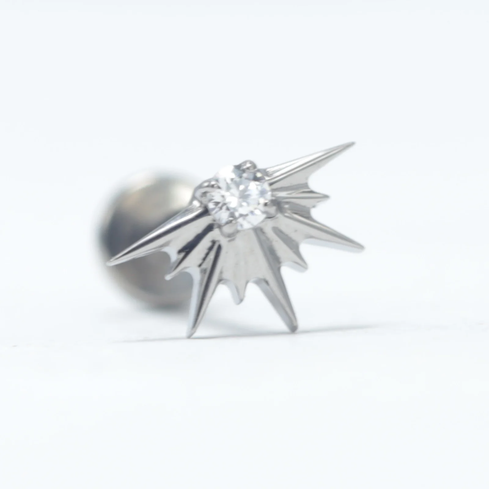 16G Implant Grade Titanium ASTM F136 Internal Thread Sea Urchin Shape with CZ Cartilage Helix Ear Rings Piercing Body Jewelry
