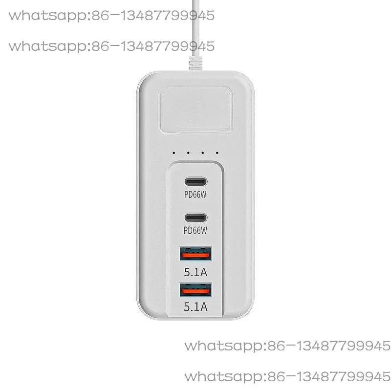 66W Fast Charging Desktop Power Strip Multi Port USB Socket Smart Phone Charger Extension Cord