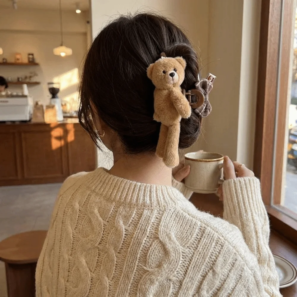 Pince à cheveux Lolita élégante en forme d'ours, polyvalente, mignonne, style dessin animé, accessoires pour cheveux adorables pour filles