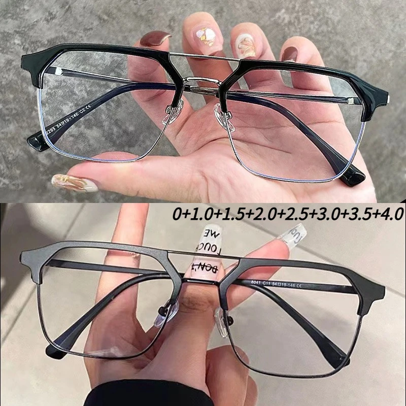 Doppel Strahl Lesebrille männer Modische Presbyopie Brille Retro Anti Müdigkeit Schutzbrille 0 + 1,0 + 1,5 + 2,0 + 2,5 + 3,0 + 3,5