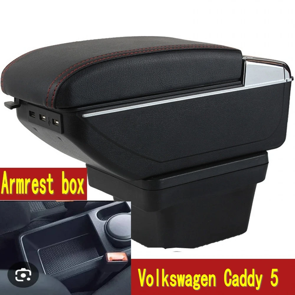 For caddy 5 2024 Armrest Box Central Content Interior Elbow Arm Rest Storage Car-styling with USB Cup Holder