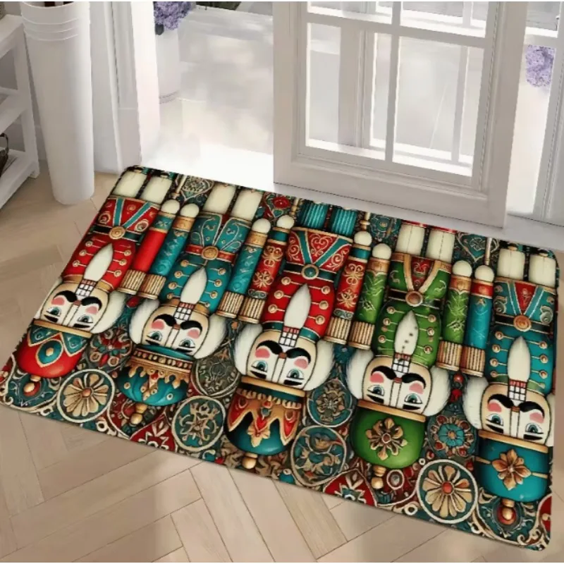 

Nutcracker Soldier Printed Door Mat with Vibrant Festival Design Suitable for Kitchen Laundry Home Decor Door Pads Floor Pads