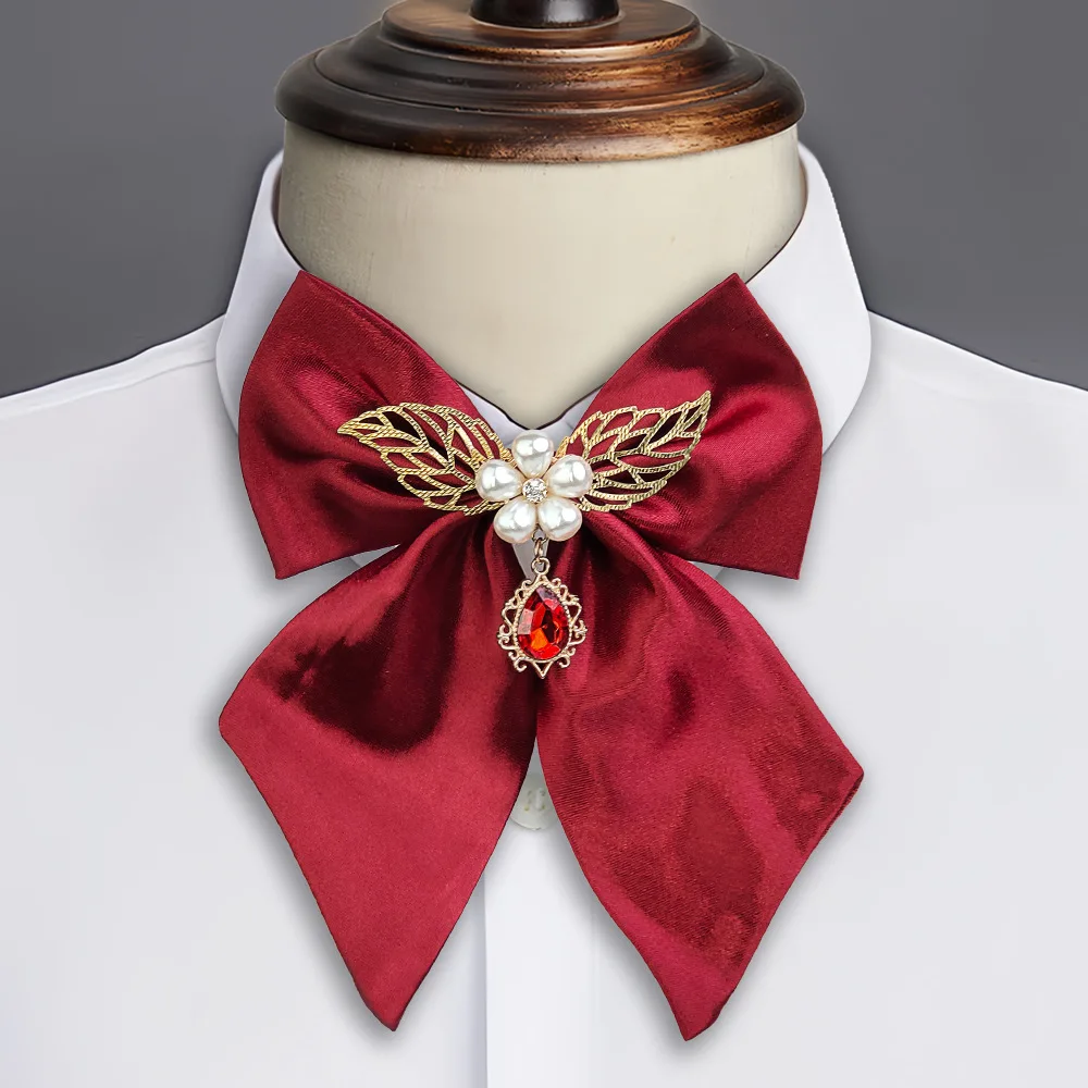 

Men's Bow Ties for Wedding Suit British Korean Style College Shirt Accessories Women's Pearl Rhinestone Bowtie Collar Start