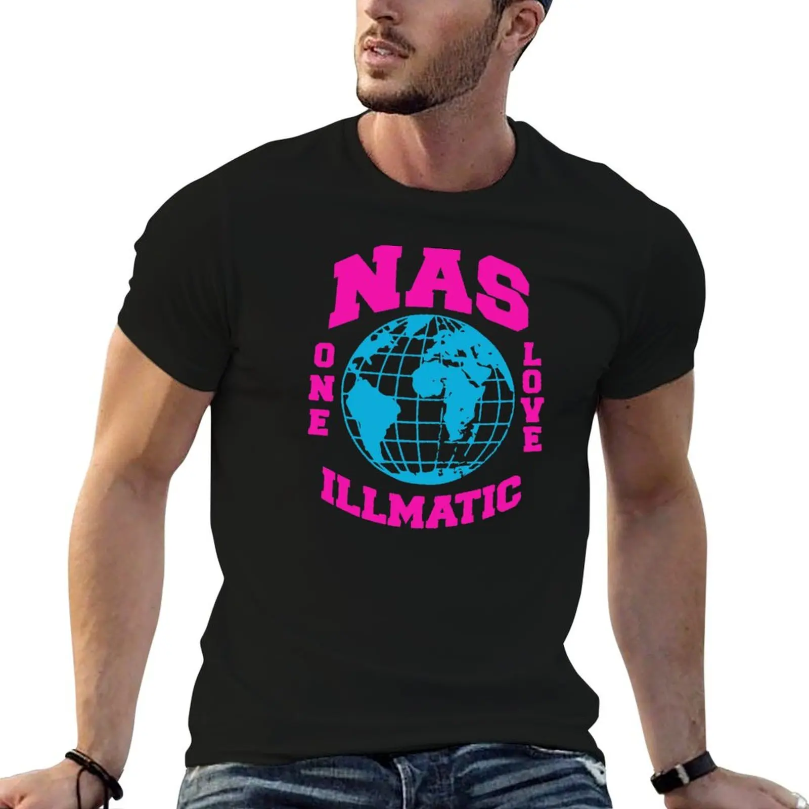 NAS ONE LOVE ILLMATIC MIAMI VICE EDITION [HIPHOP VINTAGE DESIGN] T-Shirt Basic Regular Fit Casual T-Shirt