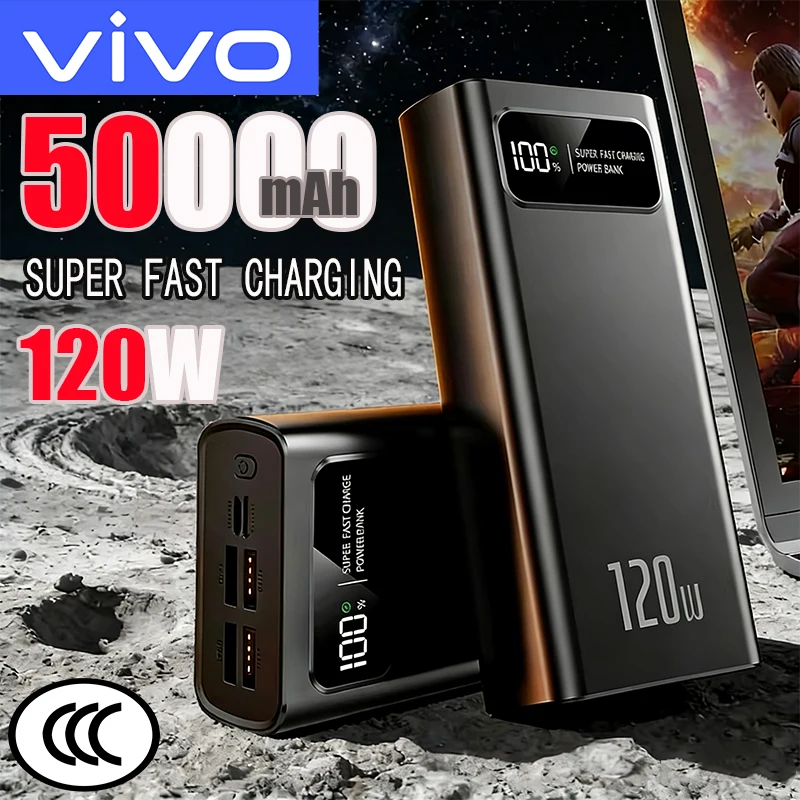 

Портативное зарядное устройство VIVO 50000 мАч, 120 Вт, сверхбыстрая зарядка, внешний аккумулятор сверхбольшой емкости для iPhone Samsung