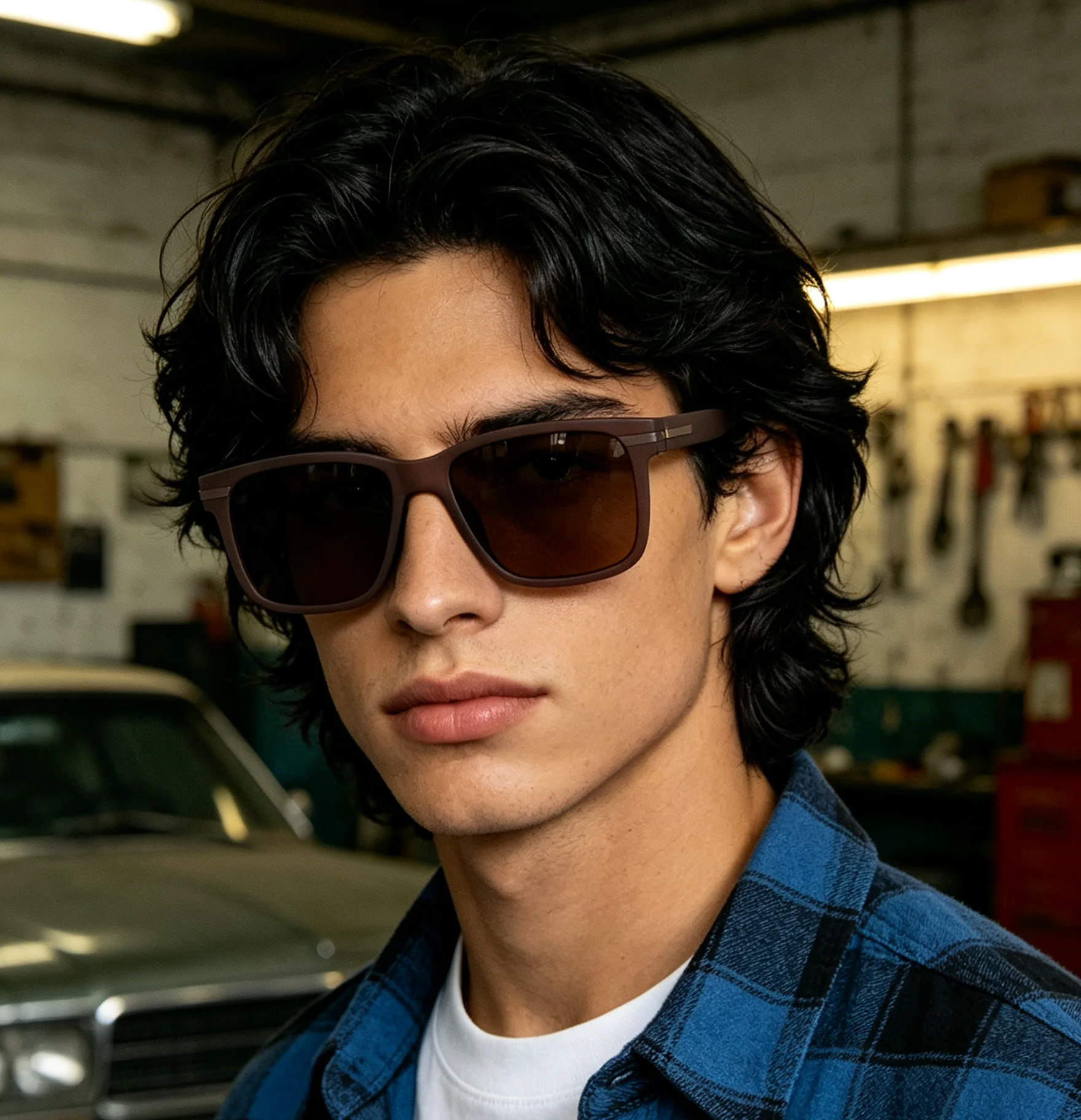 Men Women Square Polarized Sunglasses UV400 Metal Strip Decor Temple Retro Classic Shades for Driving Fishing Travel Outdoor 863