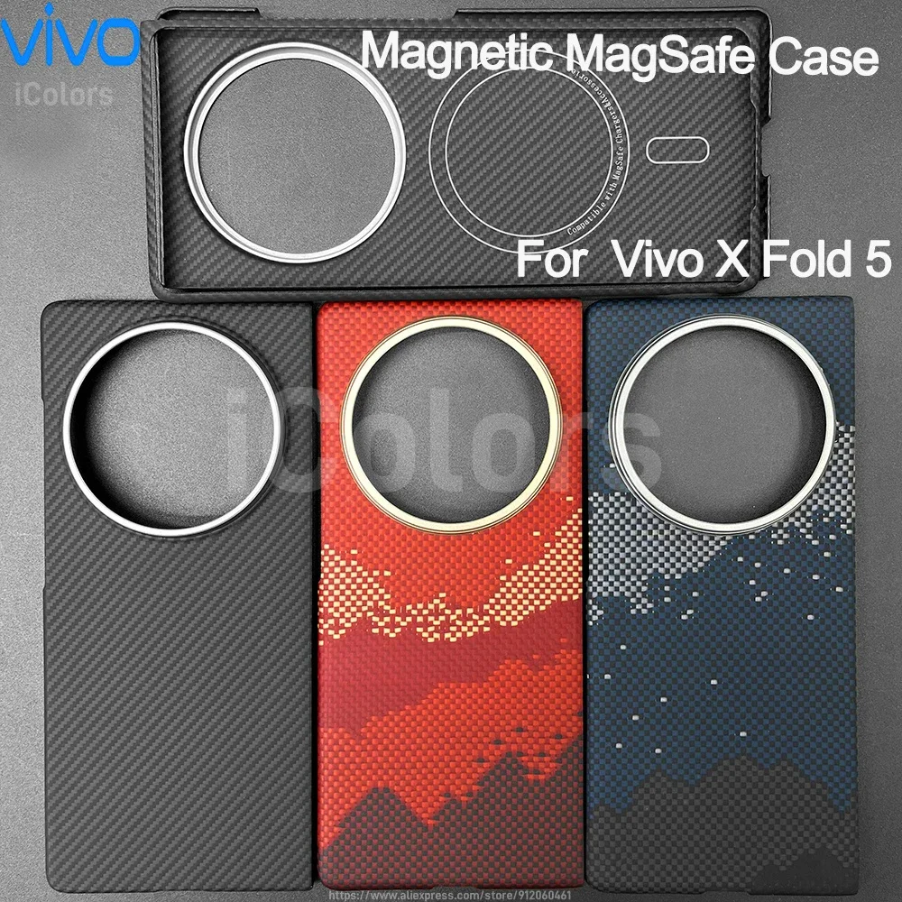 

for Vivo X Fold 5 Aramid Carbon Fiber Case Kevlar Cover Ultra Thin Lightweight Armor Protective Cover Slim Durable Sturdy