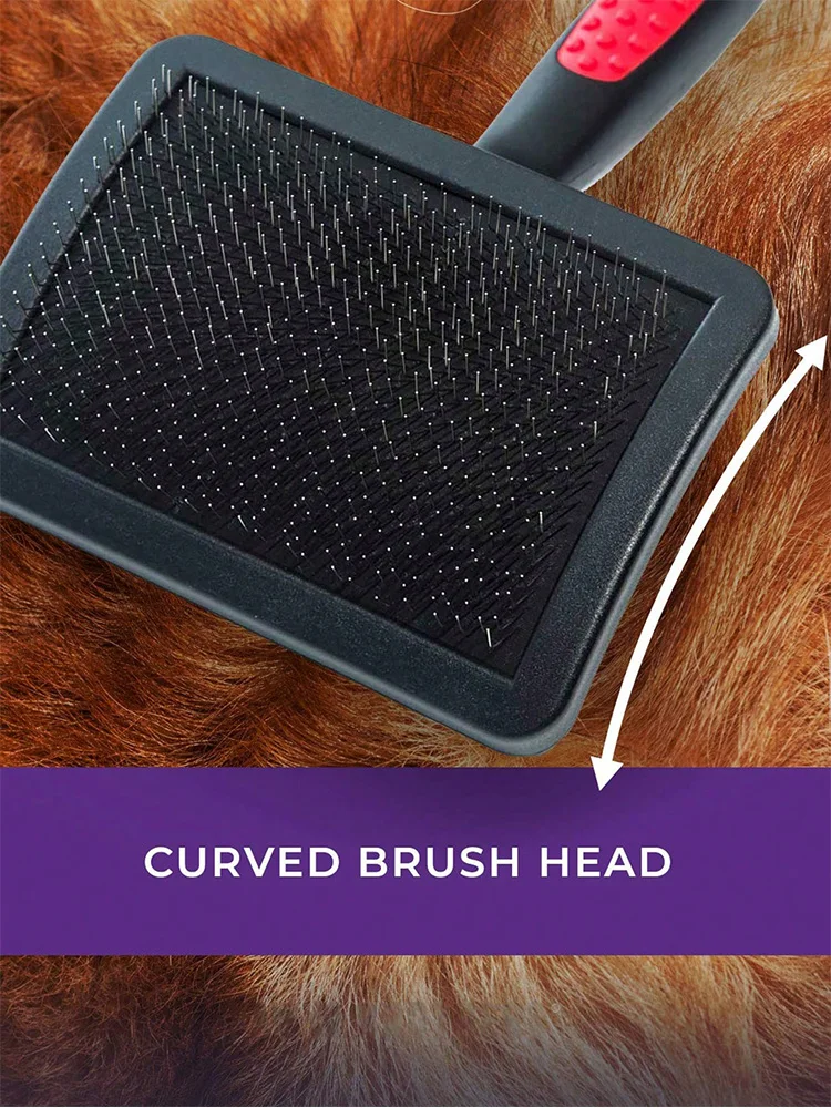 1pc High Density Soft Bristle Brush With Curved Shape, Suitable For Daily Pet Grooming And Cleaning For Dogs And Cats