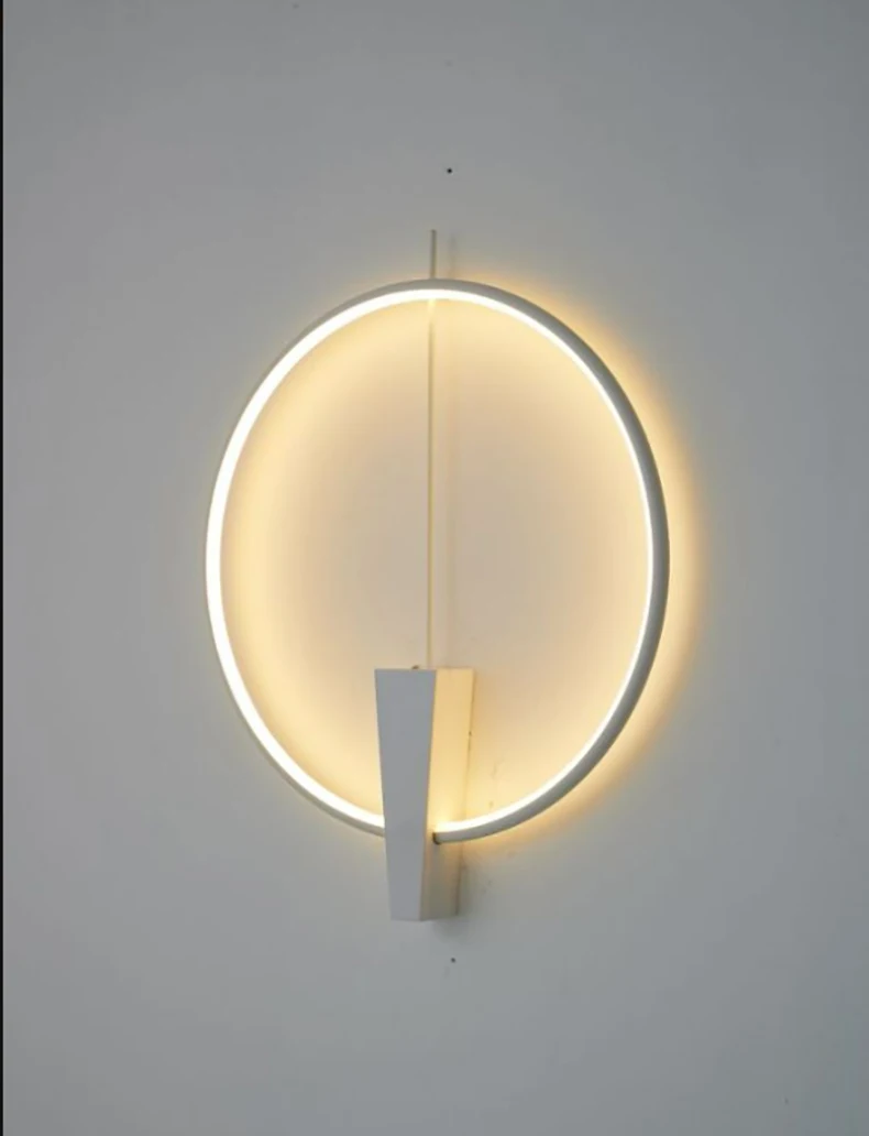 Aluminium Ring Wall Lamp 3000K White Black Without Plants