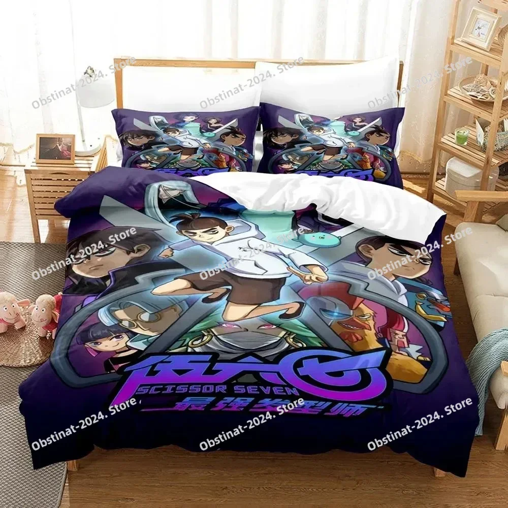 3D Anime Scissor Seve Bedding Set Duvet Cover Full Queen King Size Pillowcase Bed Printed Bed Set Aldult Kid Bedroom Single Twin
