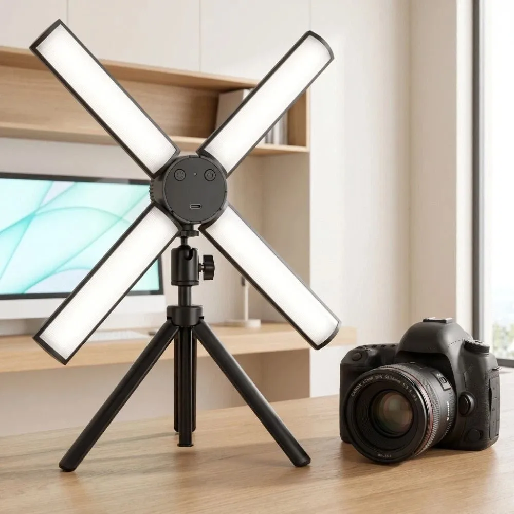 Inline Cord Control Foldable LED Fill Light Collapsible Design Handheld Design Portable Beauty Lamp Compact Storage