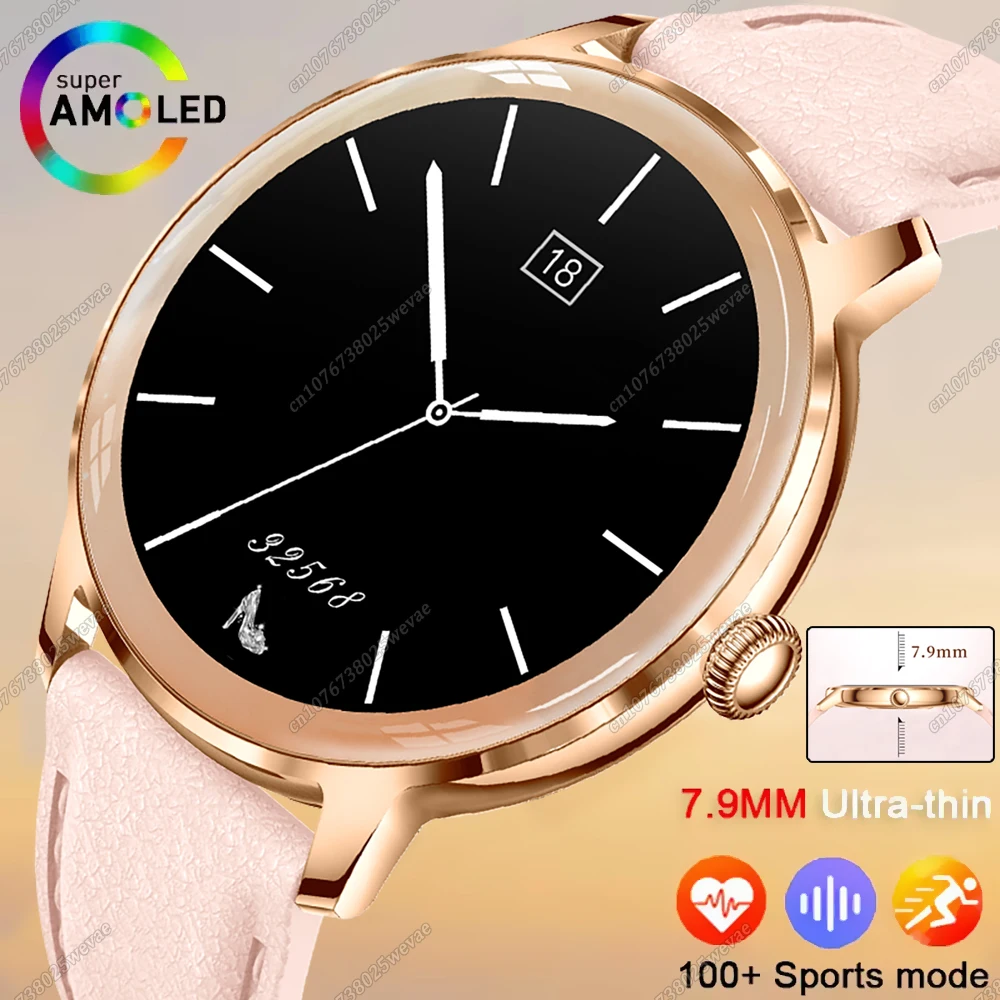 

2026 Ультратонкие прочные женские умные часы с экраном Amoled 1,32 дюйма, беспроводной вызов, спортивные женские часы для здоровья и фитнеса для Android iOS