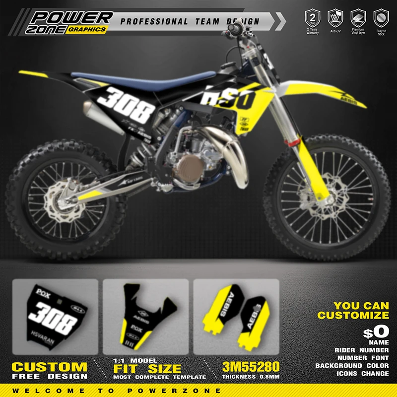 

PowerZone Custom Team Graphics Backgrounds Decal Stickers Kit For Husqvarna TC85 2023 2022 2021 2020 2019 2018 09