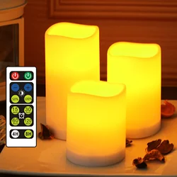 WRalwaysLX Flameless Flickering LED Candles with Remote Control, 3 Pack,H3