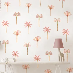 Boho Pink Coconut Palm Tree Children Wall Stickers Removable Nursery Wall Decals Poster Print Kids Bedroom Interior Home Decor