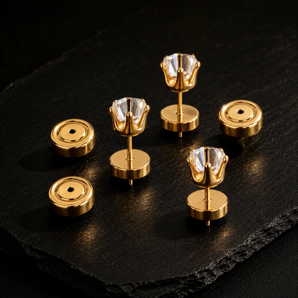 2/4 Stück Edelstahl-Ohrringverschlüsse für hängende Ohren, sichere Verschlüsse für Ohrstecker, Ohrring-Heber, Ersatzteile – Detail 2