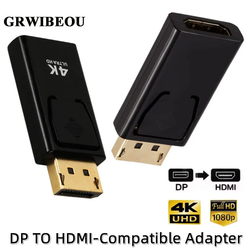 

4K DisplayPort to HDMI Adapter Converter Cable - DP to HDMI 1080P Male to Female Video Converter for PC Laptop TV Projector