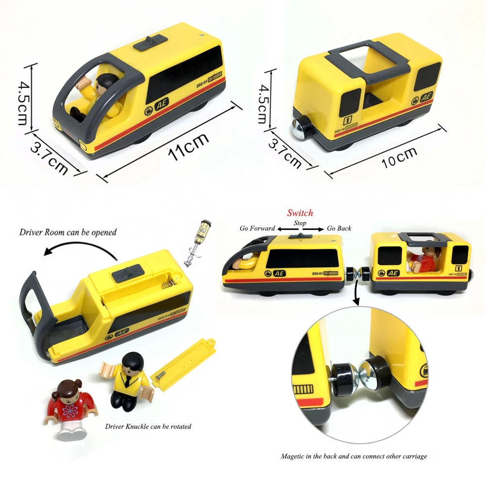 Kids Electric Train Set Locomotive Magnetic Train Diecast Slot Toy Fit for Wooden Train Railway Track Toy for Children Gift W03