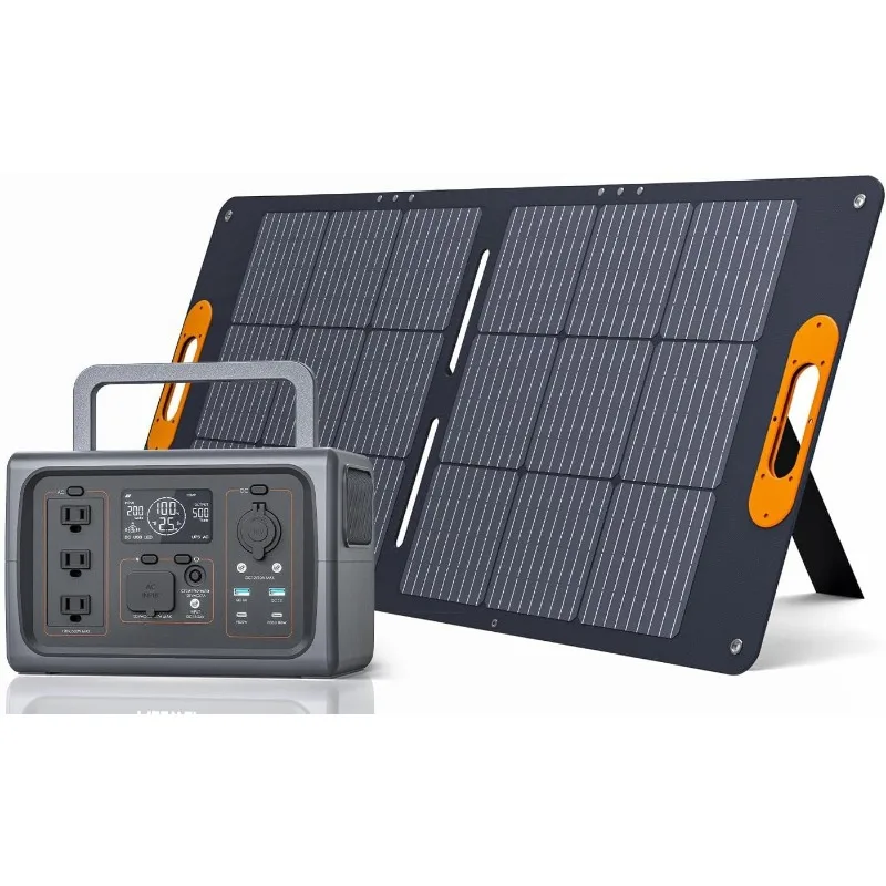 

500W LiFePO4 Solar Generator(Surge 1000W) with 100W Solar Panel, 512Wh Portable Power Station, UPS Function, Power Genera