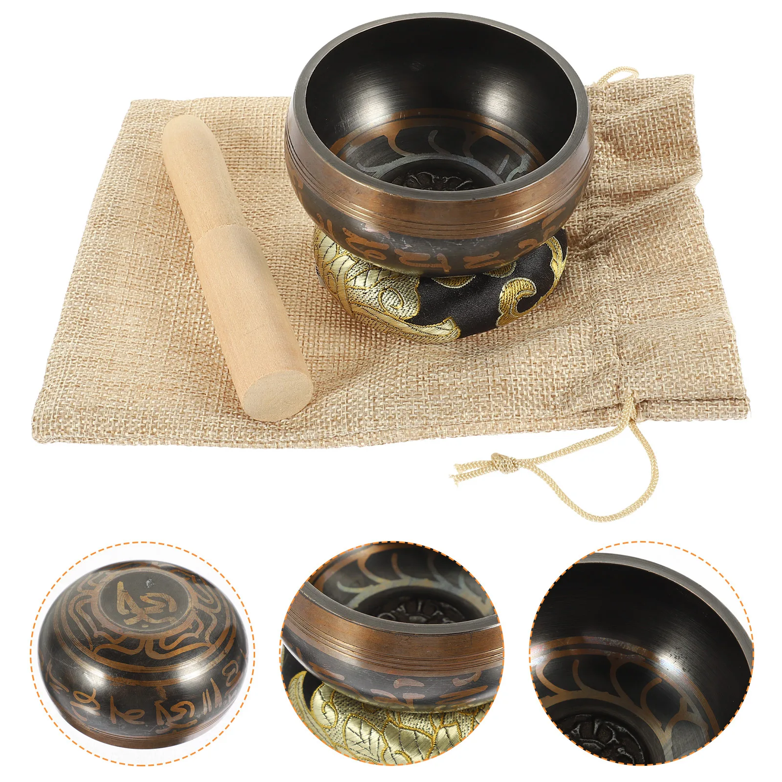 

1Set Exquisite Copper Meditation Bowl Buddhist Singing Bowl for Mindfulness Spa Decor Bedroom Living Room Practice