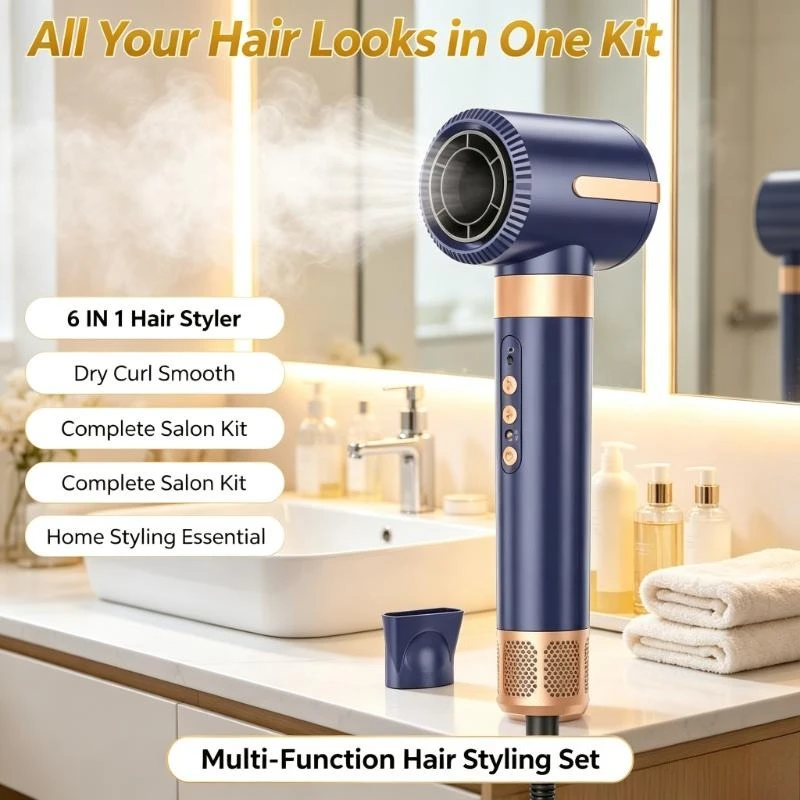 Brushless Motor Ionic Hair Styling Device Achieves Drying And Curling For Family Self-Driving Travel Beauty Arrangement