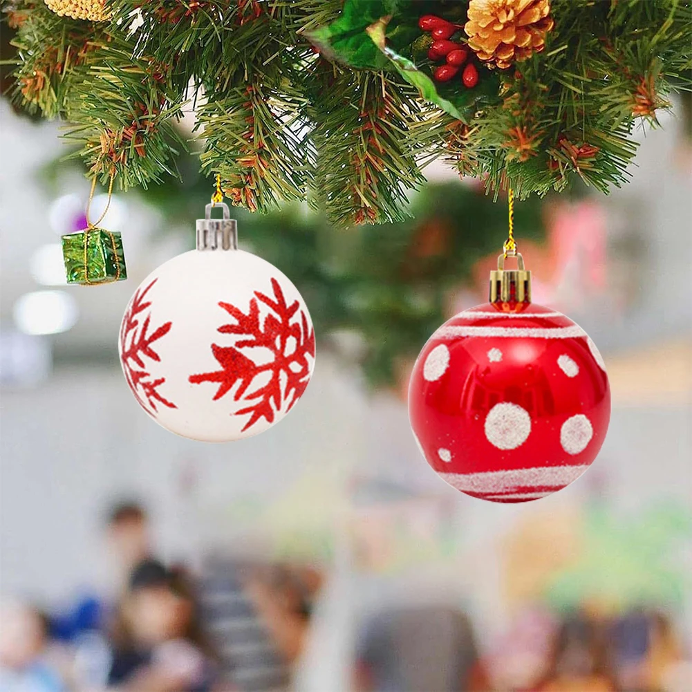 6cm Red Christmas Tree Ball Hang Ornament Merry Christmas Decoration for Home Xmas Gifts Christmas Pendant New Year Decor