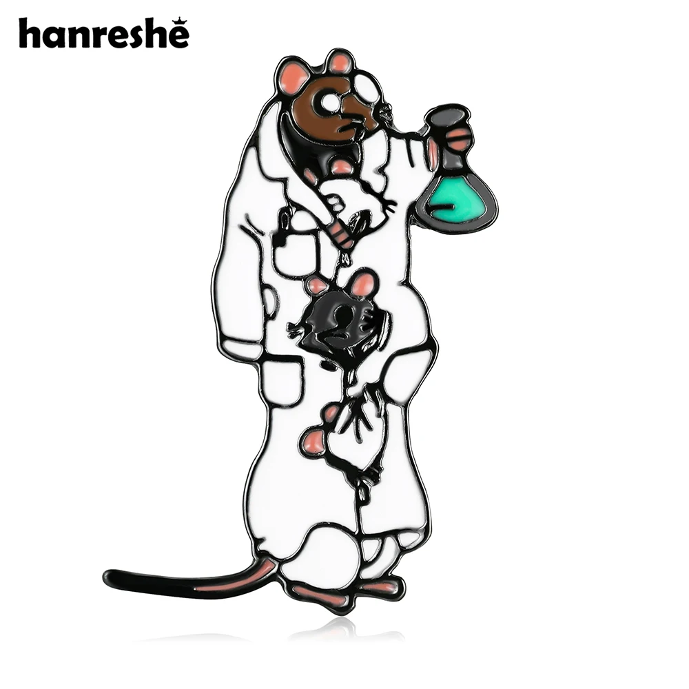 Hanreshe Lab Mouse Enamel Brooch Science Chemistry Laboratory Pin for Scientist Pharmacist Backpack Lapel Badge Jewelry