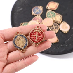12 Pieces Of Vintage Oversized Alloy Oil Drop Lace Saint Benedict Pendant Bracelet Accessories Suitable For DIY Bracelet