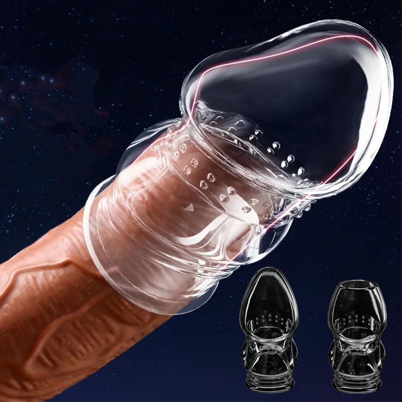 Sex Tooys For Man Transparent Glans Cock Ring Penis Enlargement Foreskin Rings Delay Ejaculation Reusable Penis Rings Extender