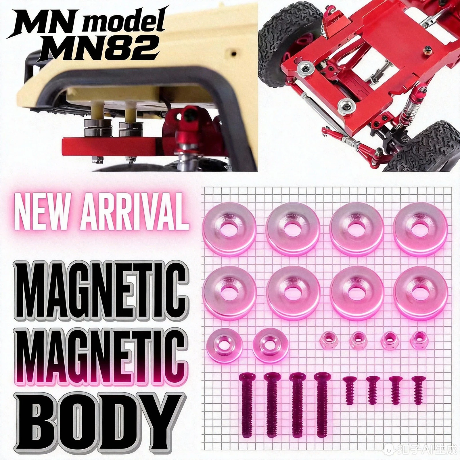 MN model mn82 series rc Cars modification accessories, magnetic shell heightening set