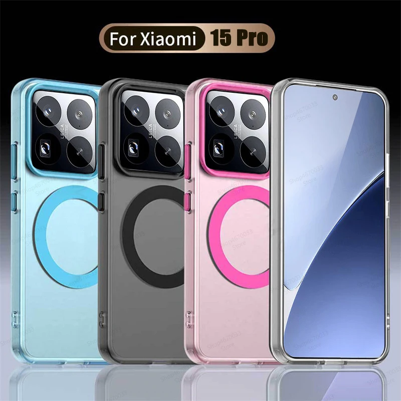 Magnetic Phone Case For Xiaomi 15 14T 14 Pro Transculent For Magsafe Magnetic Cover For Xiaomi 14 Ultra Phone Accessories Funda