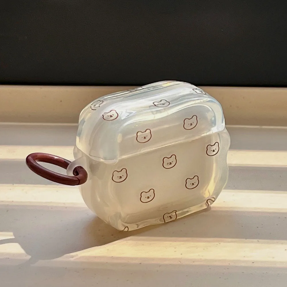 Простые прозрачные наушники с милым медведем для Apple Airpods Air pods Pro 2 1 3, корейский плюшевый медведь, подвеска для наушников