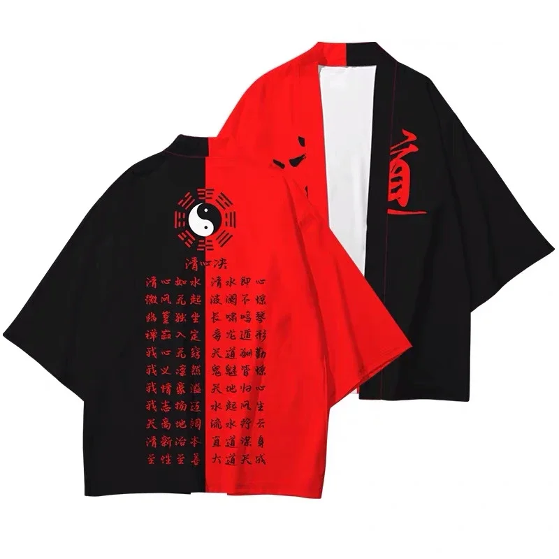 Kanji zabawny nadruk 3D japońskie kimono Haoli Yukata moda damska/męska letni swobodny fajny kardigan