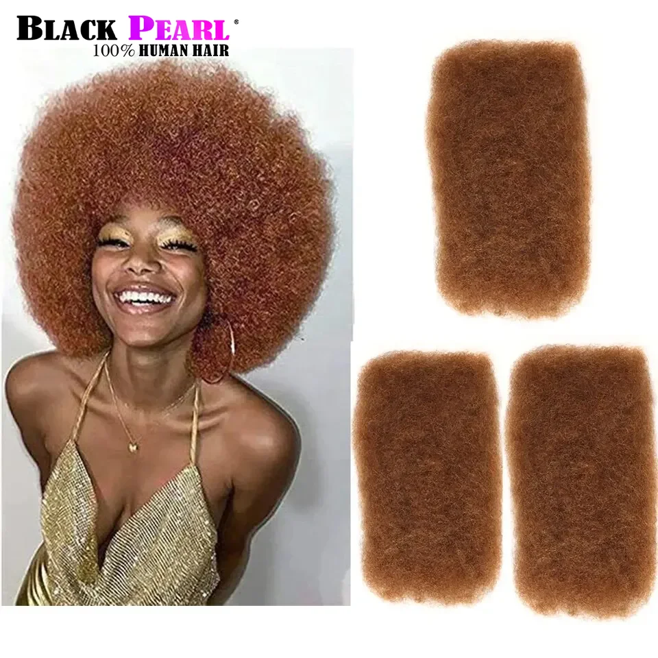 Black Pearl Remy Bulk Hair No Attachment Afro Kinky Curly Wave 100% Human Hair Bulk For 1Pc Braiding Natural Color Braids Hair