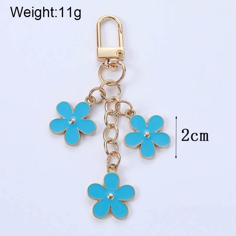 Mode kleine frische Farbe Emaille Blume Schlüssel bund für Frauen Mädchen süße Doppelseite Blume Schlüssel anhänger Tasche Auto Schlüssel Anhänger Schmuck – Detail 1