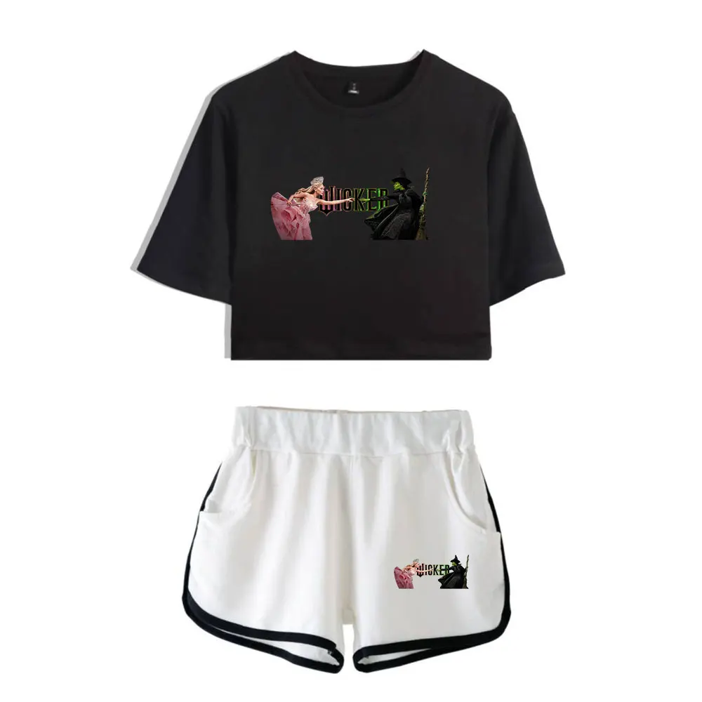 Wicked Elphaba and Glinda Vintage 90s logo Merch Tops Two Piece Set Shorts+Lovely TShirt Harajuku Streetwear