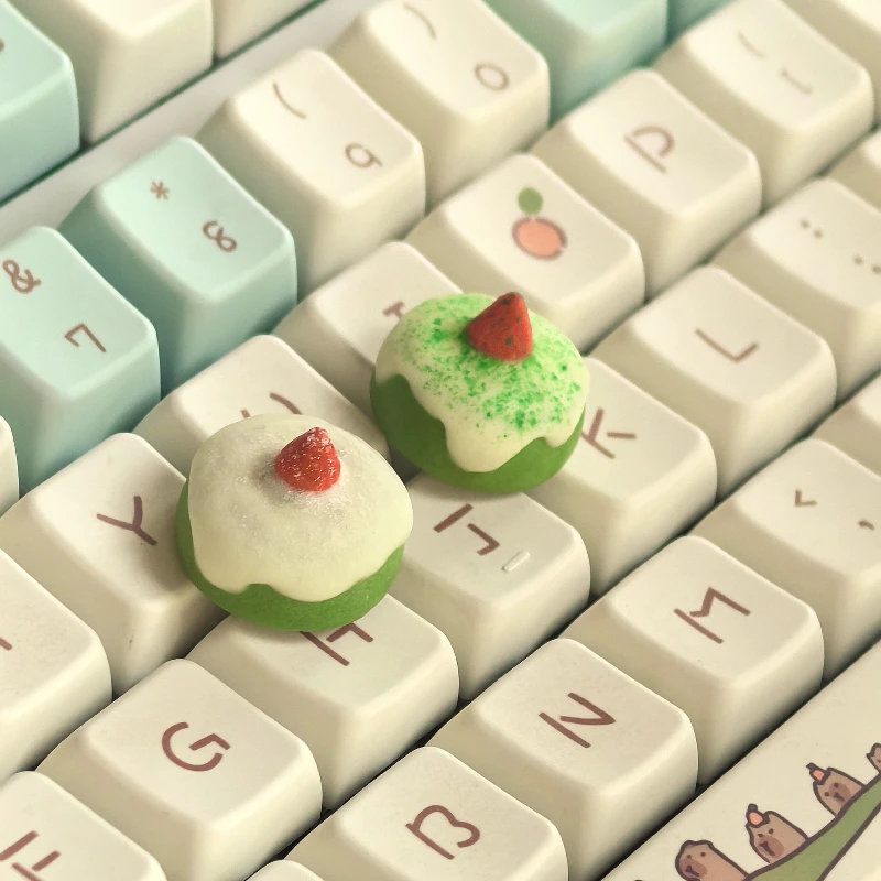 Original Cute Cake Keycap Kawaii Caramel Pudding Clay Key Caps Custom Handmade  Artistic Keycaps for Mechanical Keyboard Gifts