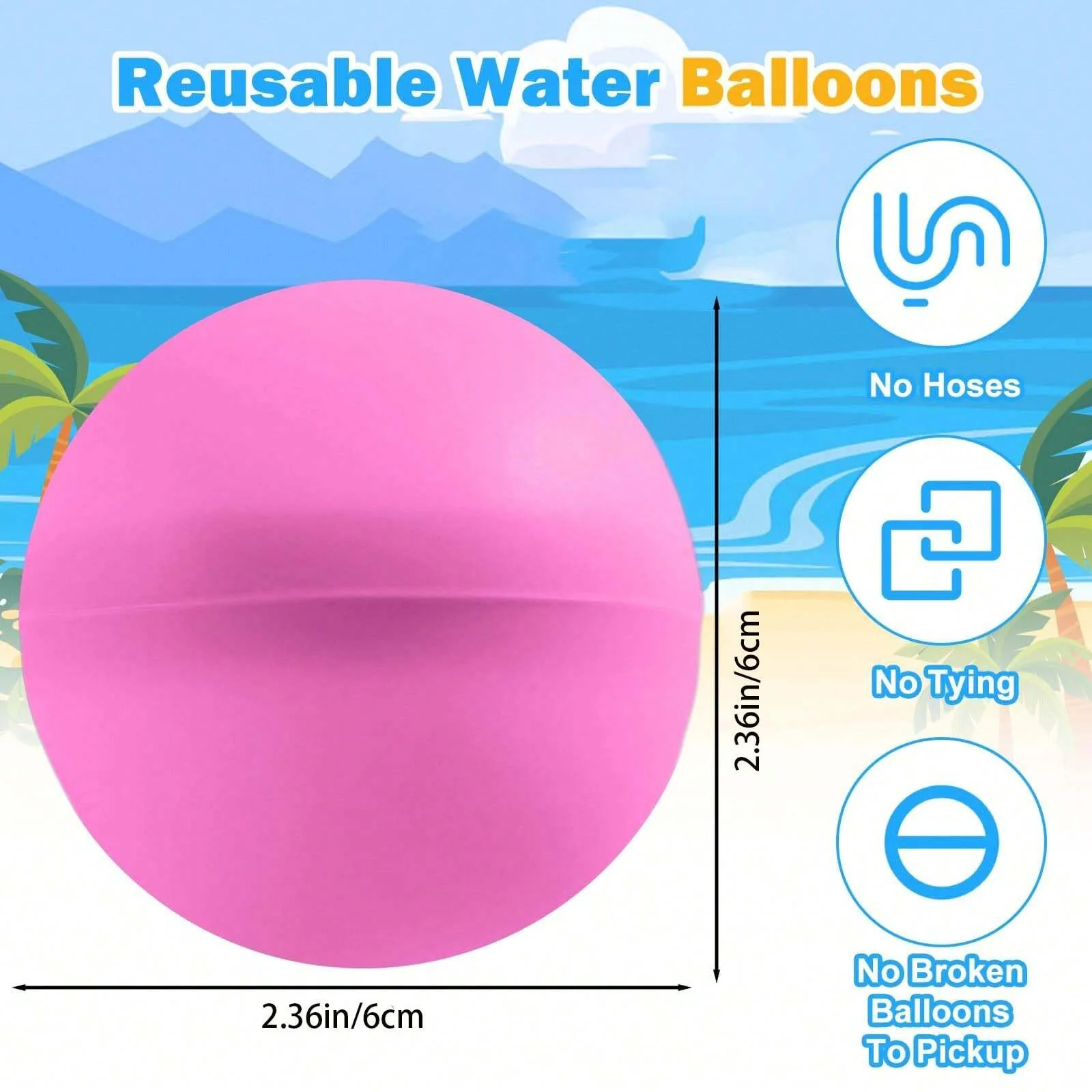 6/12/24Pcs Reusable Water Balloons Soft Silicone Water Bomb Quick-Fill Water Balls Summer Pool Beach Party Fun Game Water Toy