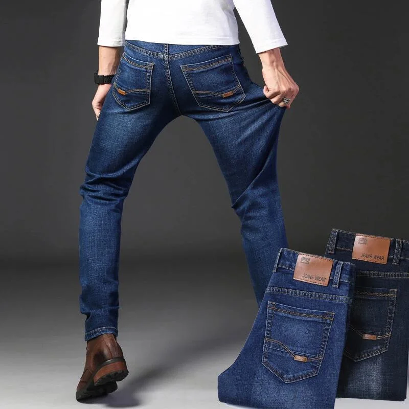 

2026 New Style Men's Elasticated Business Denim Pants - Slim Fit Straight Leg Casual Pants - Comfortable, Breathable,Lightweight