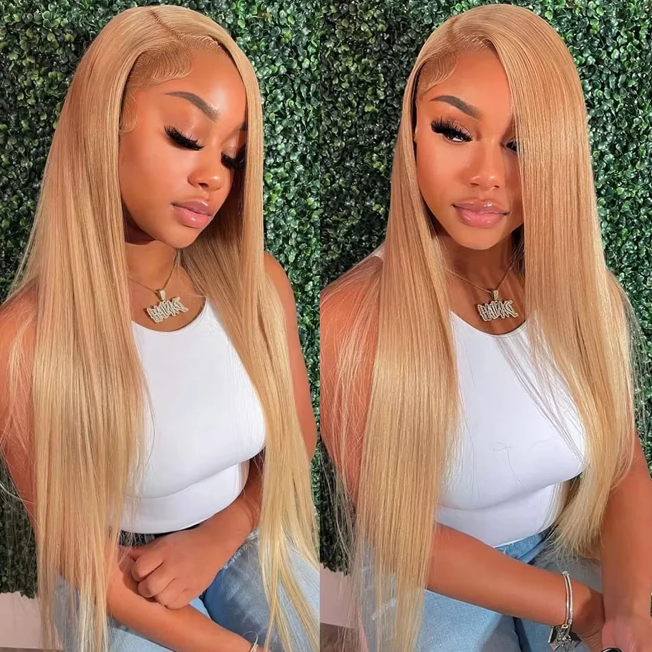 Bone Straight Honey Blonde Human Hair Wig 13X6 Lace Front Colored Wigs 13X4 Lace Frontal Preplucked Brazilian Wig 30 32 Inch