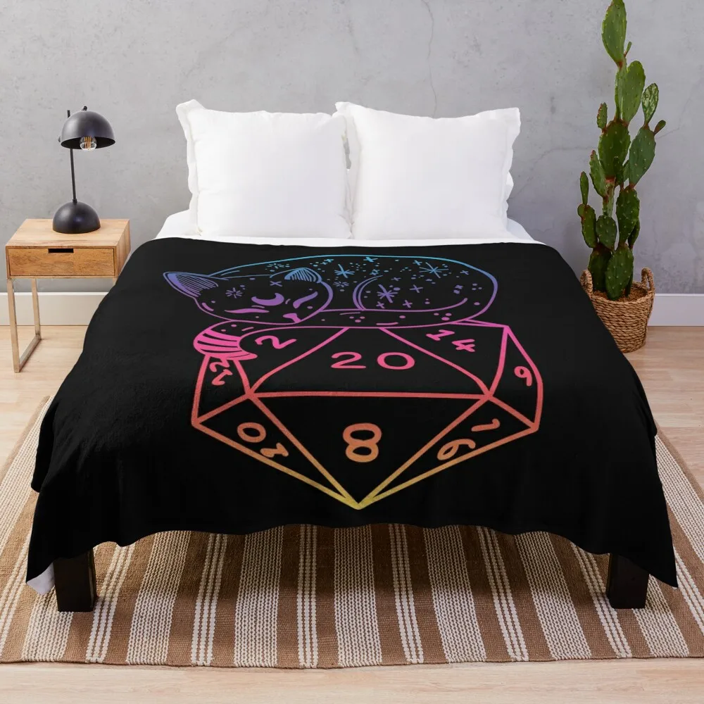 

D20 CAT: Rainbow dnd dice. Throw Blanket Kid'S Moving For Sofa Thin Blankets