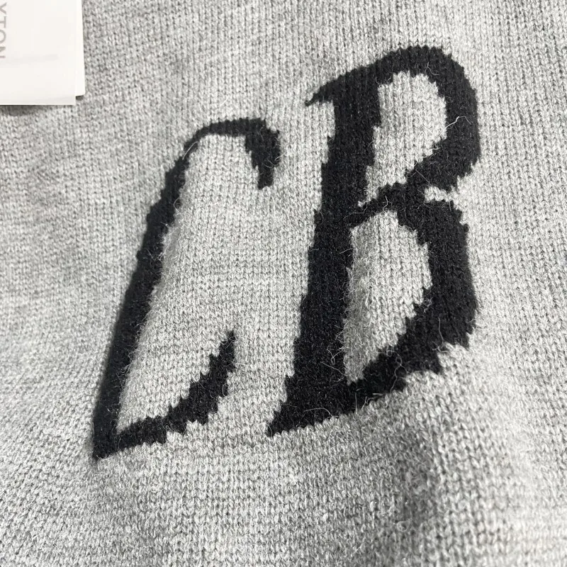 Black White Couple Sweaters High Quality Jacquard CB Knitted Sweatshirts Fashion Oversize Round Neck Pullover Men Women Pants