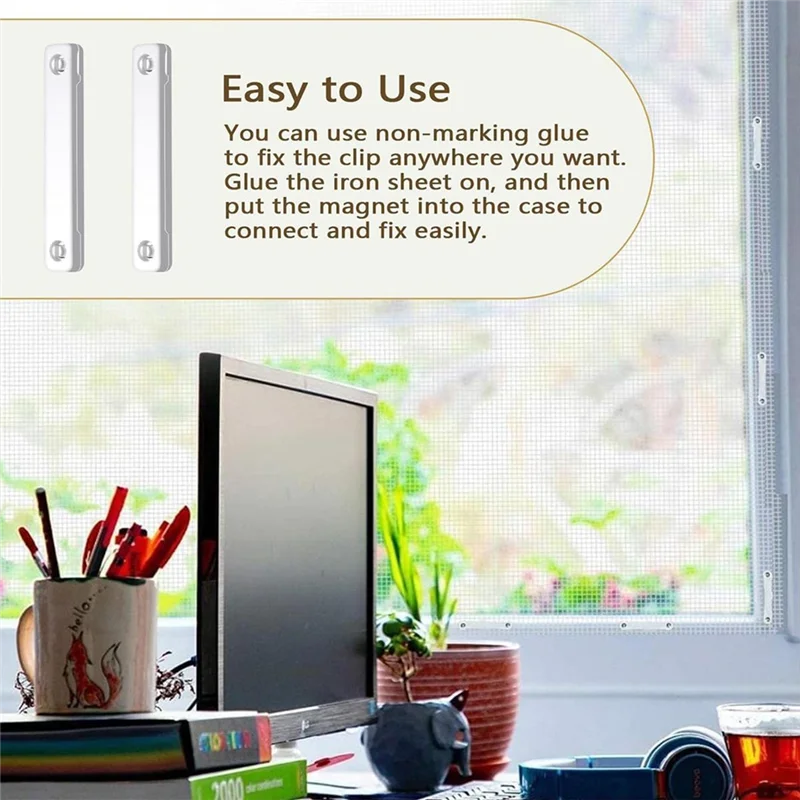 A04G-Universal Magnetic Strips 12 Pcs Strong Magnet Self-Adhesive Clips For Screen Fixing For Curtain Mesh Nets