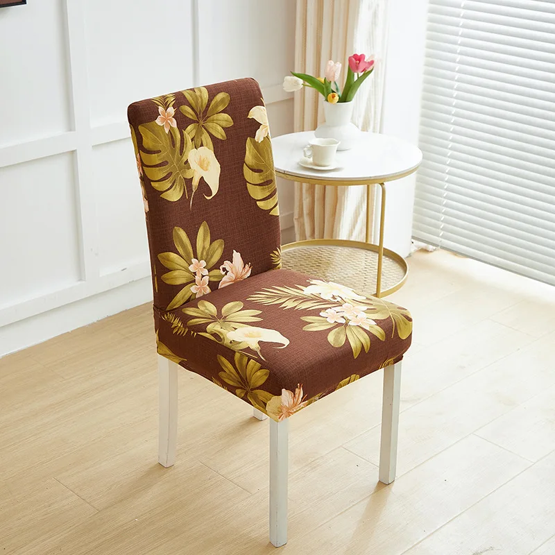 Printed Chair Cover Stain-Resistant Dirt-Resistant Decorative Elastic Chair Cover Universal Living Room Dining Seat Protector